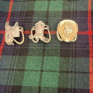 Lot of three vintage Western Theme Scarf Rings